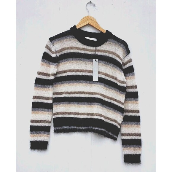 One Grey Day Sweaters - One Grey Day Women Brown Black Beige Wool Alpaca Blend Long Sleeve Sweater Sz S